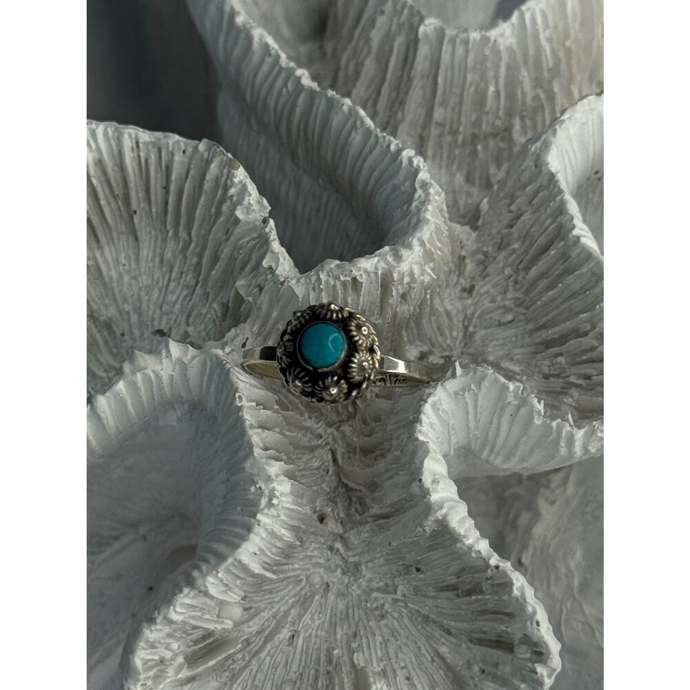 925 Sterling Silver Turquoise Ring Size 7 - Picture 2 of 7